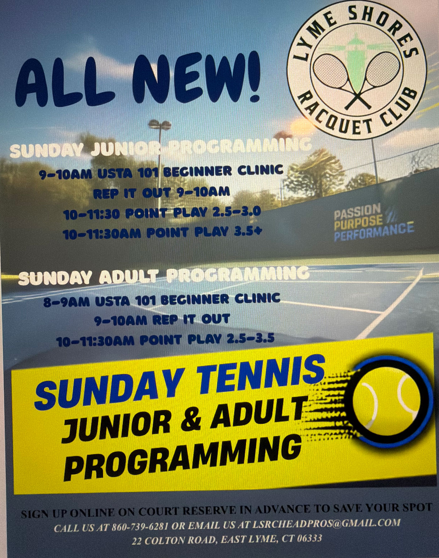 Sunday Tennis – Junior and Adult Programs